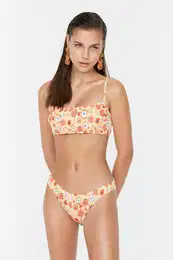 rumeni cvetlini vzorec Gippa Bikini dno