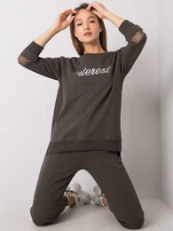 Set tmav khaki mikiny s aplikac