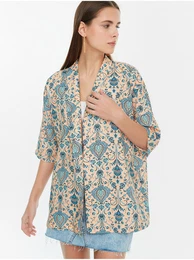 Modro-bov vzorovan kimono - Dmsk