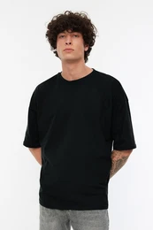 Black Oversize/Wide Cut Basic 100% Cotton T-Shirt