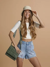 Light Blue Denim Shorts with Embroidery Tulla - Women