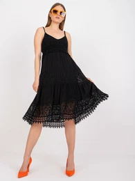Black flared dress with straps with lace OCH BELLA