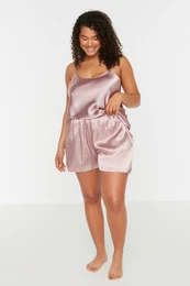 Curve Pink Strap Satin Pajamas Set