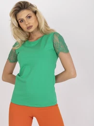 Tmav zelen lern halenka s krajkovmi rukvy