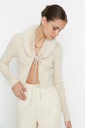 be faux krznene pletenine Cardigan