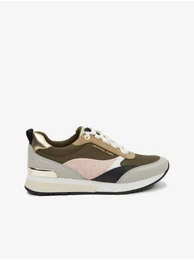 Grey-khaki women's leather sneakers - Women's