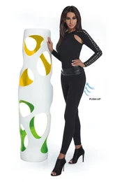 SIMINI women's leggings with Push-Up effect and leather belt