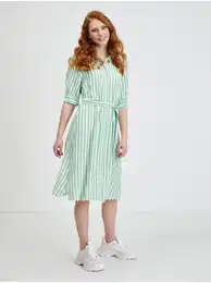 Bela in zelena enska rtasta srajca obleka s kravato Tommy Hil - Dame