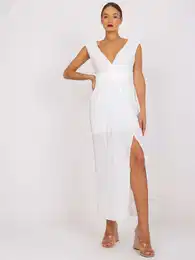 White pleated evening dress by Ewelina