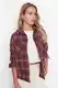 Trendyol Burgundy Double Pocket Woven Tweed Shirt