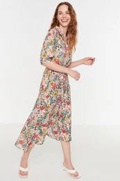 enska obleka MultiColored BeltEd Shirt Dress