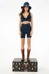 enske kratke hlae Denim