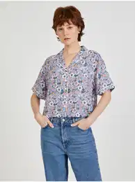 Blue-pink women's patterned shirt Retro Floral - Women