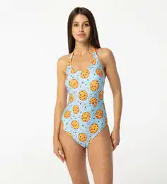 Woman's Cookies Make Me Happy Open Back Swimsuit SSOB AFD671