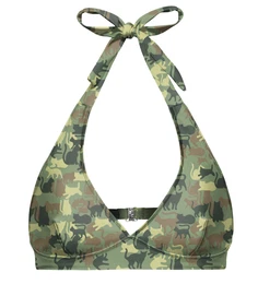 Woman's Camo Cats Halter Neck Bikini Top BTH AFD090