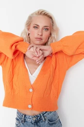 oranni pridelek mehka teksturirana pletenina Cardigan