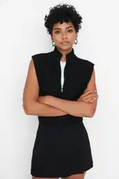 Black Crop zadrga Osnovni pulover za pletenine