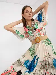 Be midi obleka z odtisi in izrezom sklopke