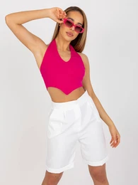 Fuchsiov ebrovan zkladn crop top
