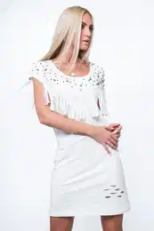 Cream dress with fringe