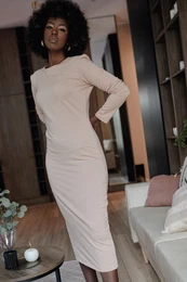 Obleka svinnika z izrezom na hrbtu, be