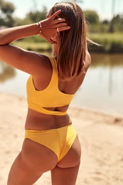 Two-piece asymmetrical yellow swimsuit