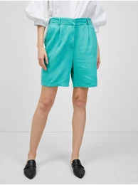 Turquoise linen shorts Caro - Women