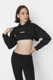 3-Pack Black Crop Sweatshirt, Sports Bra and Sweatpants Sports Suit