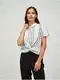 Grey-white striped short sleeve shirt CAMAIEU - Women