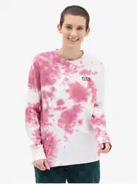 White-pink women's tie-dye long-sleeved T-shirt - Women's