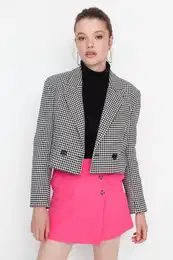 Pink Mini Skirt with Woven Buttons
