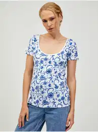 Blue-white patterned T-shirt - Women
