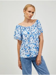 White-blue flowered blouse - Women