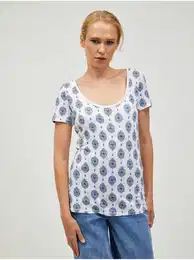 Blue-white patterned T-shirt - Women