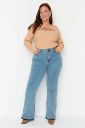 Curve Svtle modr dny s vysokm pasem Flare Fit
