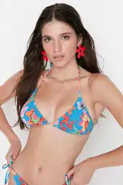 Floral Pattern Gippes Triangle Bikini Top