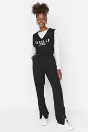 Black Snap Podroben ohlapen jogger debele pletene trenirke