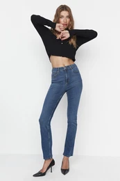 Blue Shaping Effect High Waist Bootcut Jeans