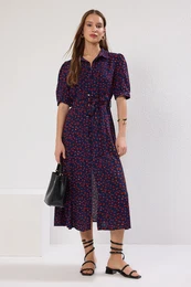 enska obleka MultiColored BeltEd Shirt Dress
