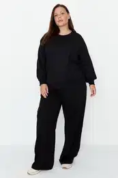 Curve Black Wide-Cut Thin, Knitted Sweatpants