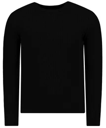 Black Men's Fitted Cotton Slim Fit Crew Neck Basic Sweater