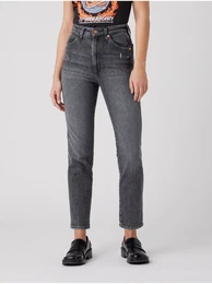 Grey Women's Shortened Straight Fit Jeans - Women