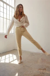 Beige Udritelnj dny s vysokm pasem pro maminky
