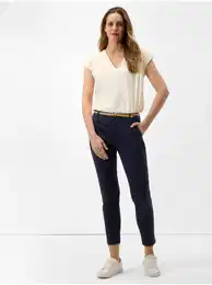 Dark Blue Chino Pants with Belt - Women