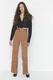 Trendyol Straight Cut Woven Trousers with Camel Belt