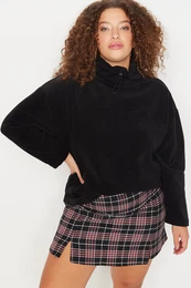 Curve ern Stopper Fleece Pleten Mikina s Vysokm Lmcem