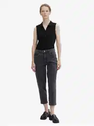 Dark grey women's cropped straight fit jeans - Women