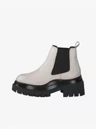 black and cream leather ankle boots - Women