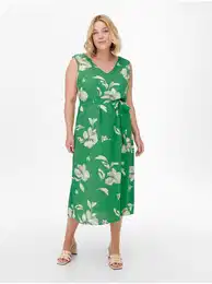 Green Floral Midish with Tie CARMAKOMA Luxmille - Women