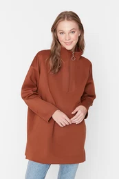 hnd mikina s detaily na zip, potpsk/Scuba, hladk pleten mikina